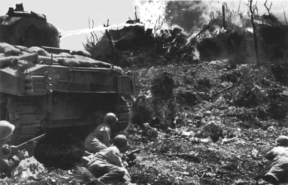 US Tank-Infantry Team in Action