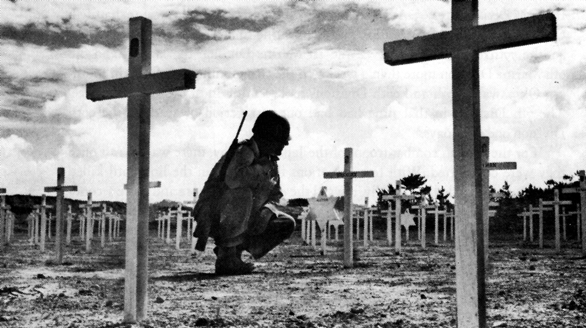 Photo: Casualties- Our Losses: "one man killed to every ten Japanese."