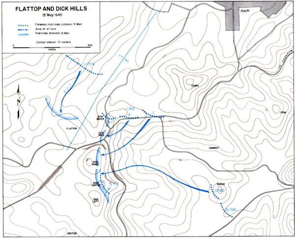 Map XLI: Flattop and Dick Hills, 15 May 1945