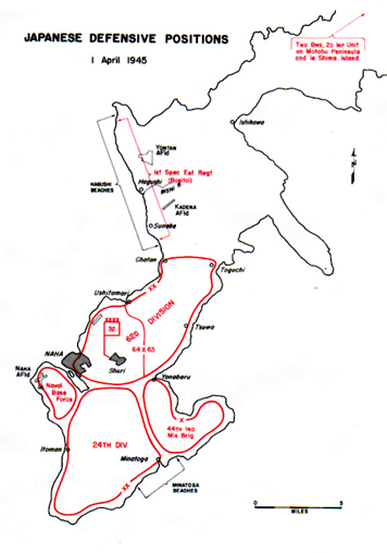 Map VI: Japanese Defense Positions 1 April 1945