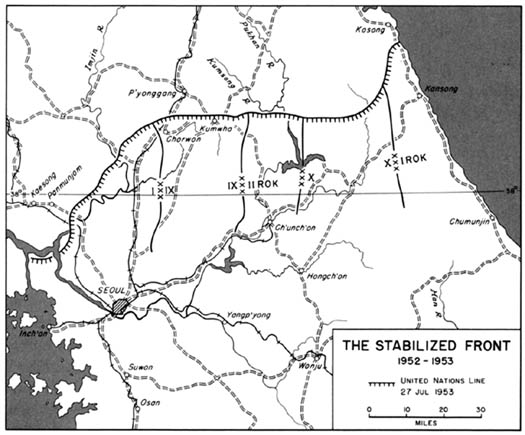 Map 46: The Stabilized Front 1952-1953