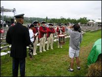 Photo: Another view of the members of the Old Guard Fife and Drum Corps being interviewed on live Television.