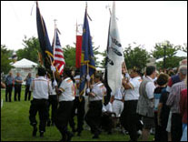 Photo: The American Indian Color Guard prepare to present the National, State, and tribal colors.