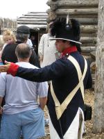 Photo: A close up view of a modern day interpreter garbed as a Private of Infantry in the Jeffersonian Army. 