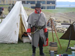 Photo: Here we can see a soldier standing in front of a replica of Captain Lewis’ tent.