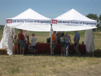 Photo:  The U.S. Army Corps of Engineers also manned an exhibition booth at the Signature Event.  The Corps is currently responsible for over 1100 miles of the waterway used by Lewis and Clark to reach the Pacific Northwest.