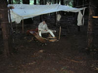 Photo: How did the members of the Lewis and Clark expedition live while they were building Fort Clatsop? Here you can see an example of the canvas tentage used as shelters by the enlisted men.