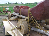 Photo: Close up of the opposite side of the canoe and carriage.