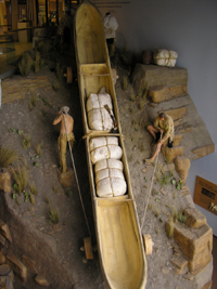 Photo: This is what Lewis and Clark experienced when conducting the portage.  Their canoes, loaded down with their remaining supplies, were mounted on hand fashioned wheeled carriages and were then pulled or pushed overland.