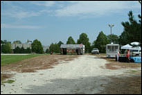 Photo: Campus of Dana College showing vendor area for the satellite venue in the nearby town of Blair, NE, part of the 'First Council' Lewis and Clark signature event, July 31-August 3, 2004. 