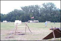 Photo: Encampment of ‘Captain Lewis’ Company’ of living history interpreters, presented by the U.S. Army Corps of Engineers and the frontier Army Museum, on the grounds of the Nebraska Lewis and Clark Bicentennial Commemoration, Fort Atkinson Corps of Discovery Festival, in Fort Calhoun, Nebraska, July 31-August 3, 2004.  