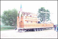 Photo: A replica of the Corps of Discovery keelboat that served as the focal point of the Nebraska Lewis and Clark Bicentennial Commemoration, Fort Atkinson Corps of Discovery Festival, in Fort Calhoun, Nebraska, July 31-August 3, 2004.  