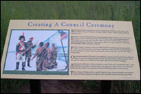 Photo: A graphic exhibit interpreting the 'First Council' between Captains Lewis and Clark of the Corps of Discovery and chiefs of the Oto and Missouria Indian nations on August 3, 1804. This exhibit is located at the Fort Atkinson State Historic Park in Fort Calhoun, Nebraska, on the site of the 'Council Bluff' where the historic meeting took place. 