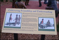 Photo: A graphic exhibit interpreting the 'First Council' between Captains Lewis and Clark of the Corps of Discovery and chiefs of the Oto and Missouria Indian nations on August 3, 1804.  This exhibit is located at the Fort Atkinson State Historic Park in Fort Calhoun, Nebraska, on the site of the 'Council Bluff' where the historic meeting took place.  