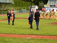 Photo:  The Idaho National Guard personnel acting as the color guard were Major Dan Johnson (Army), Sergeant First Class Lee Hartwig (Army), Master Sergeant Kathy Lukas (Air) and Sergeant Paul Handy (Air). 