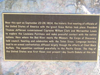 Photo: A historical plaque marking the event which can be seen at the mouth of the Bad River in Fort Pierre, South Dakota.