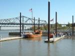 Photo: Replica Keelboat moored on Louisville side of the Ohio River.