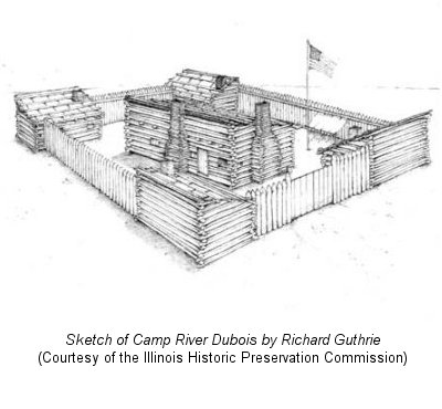 Sketch of Camp River Dubois by Richard Guthrie (Courtesy of Illinois Historic Preservation Commission)