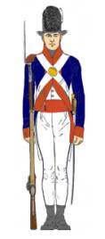 Image 8: Sergeant of infantry. The early years of the Army's existence were ones of great economy. Accouterments manufactured during the Revolution continued to be issued and the plates provided were without regard to the color of the button. The sword shown is from a pattern believed to have been issued to noncommissioned officers of the regular Army at the turn of the century. Most extant swords have brass hilts but there are some examples in steel. The sash should be red. 