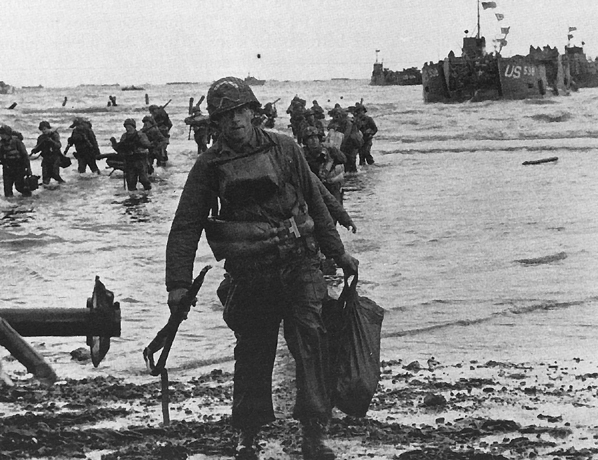 Photo:  Photograph taken by Captain Wall during the D-day invasion on OMAHA Beach