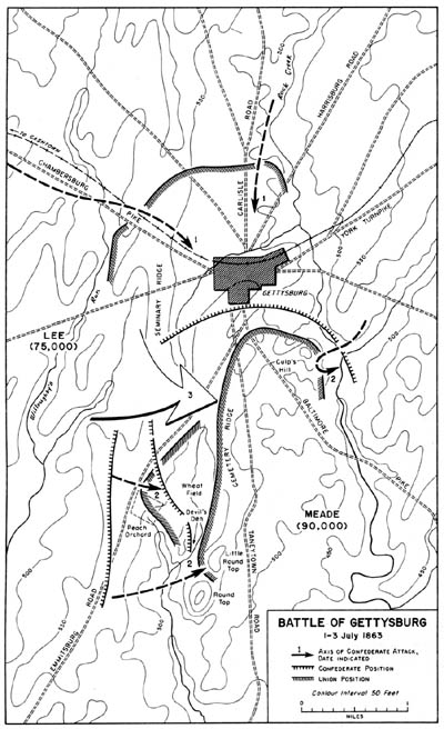 Map 31: Battle of Gettysburg 1-3 July 1863