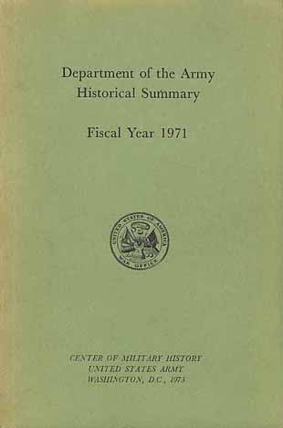 Cover, Department of the Army Historical Summary, Fiscal Year 1971