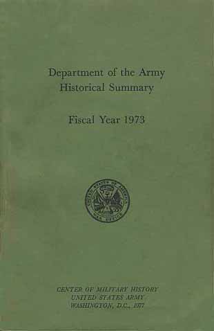 Cover, Department of the Army Historical Summary, Fiscal Year 1973