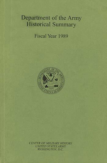 Cover, Department of the Army Historical Summary, Fiscal Year 1989