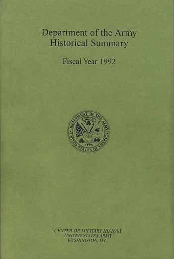 Cover, Department of the Army Historical Summary, Fiscal Year 1992