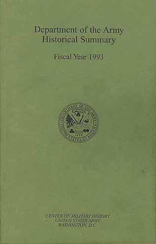 Cover, Department of the Army Historical Summary, Fiscal Year 1993