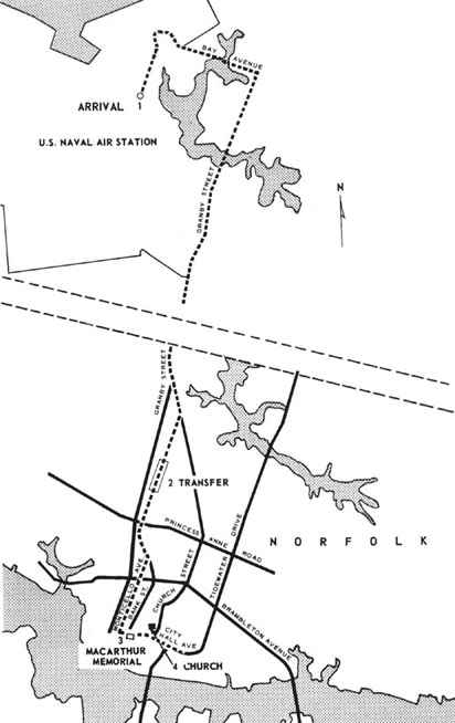 Diagram 77. Ceremonial sites, Norfolk, Virginia.   Click on image to view larger scale diagram.