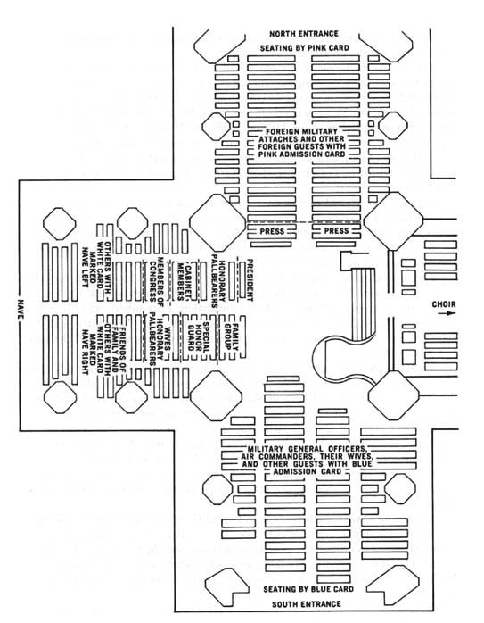 Diagram 11. Washington National Cathedral seating plan. Click on image to view larger scale diagram.