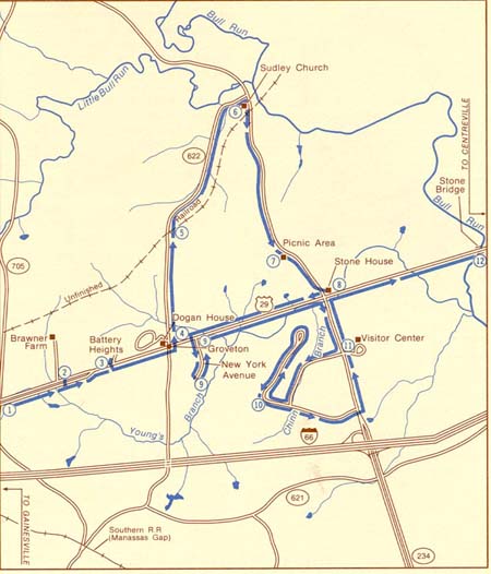 Map, Manassas Battlefield - Pageland Lane