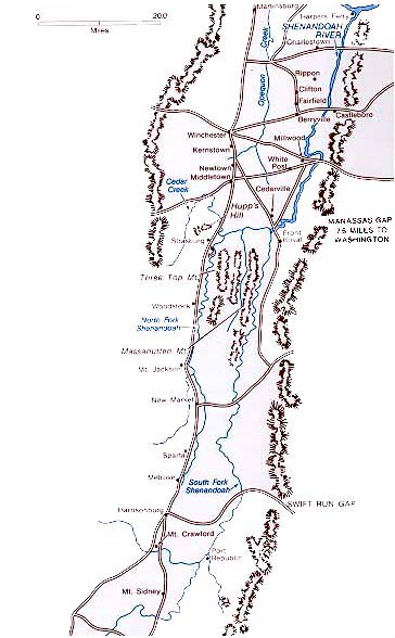 Map, Area surrounding the Cedar Creek Battlefield