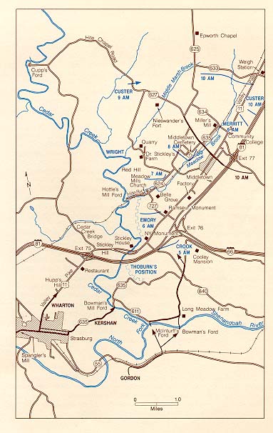 Map, Cedar Creek Battlefield