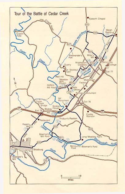 Map, Tour of the Battle of Cedar Creek