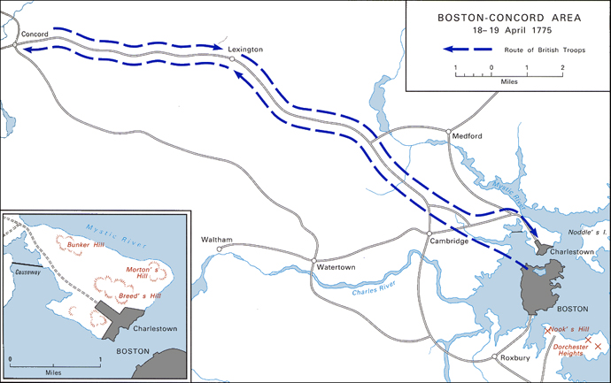 Boston-Concord Area, 18-19 April 1775