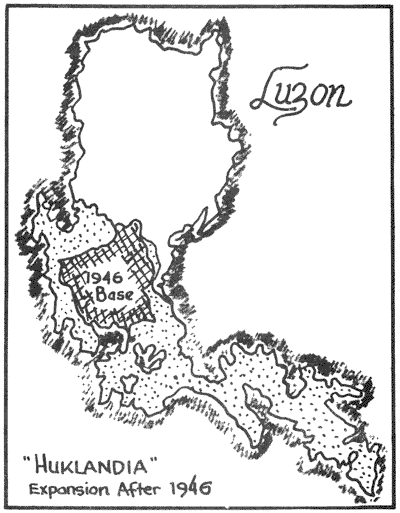 Map: Luzon, "Huklandia" Expansion After 1946