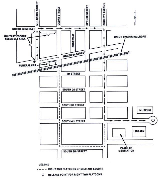 Diagram 131. Route of march, funeral procession, Abilene. 