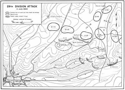 Map 9 29th Division Attack 11 July 1944