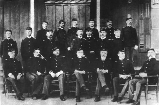 Photo:  LIEUTENANT ALEXANDER AND FELLOW OFFICERS OF THE 9TH CAVALRY.