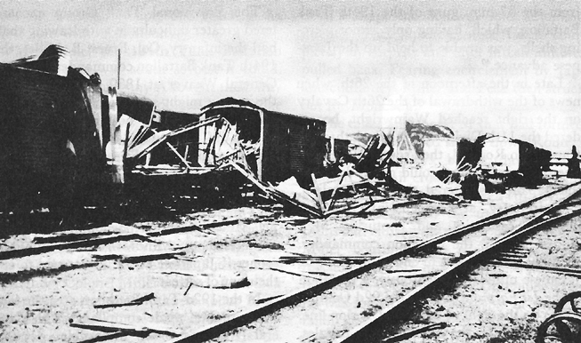 Photo:  Tarlac Railroad Station after Japanese bombing