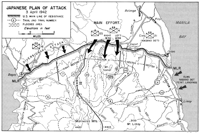Map:  Japanese Plan of Attack, 3 April 1942