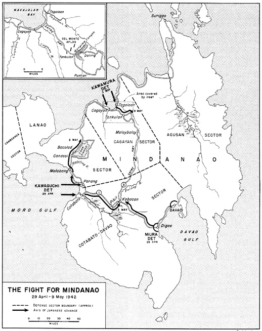 Map:  The Fight for Mindanao, 29 April-9 May 1942