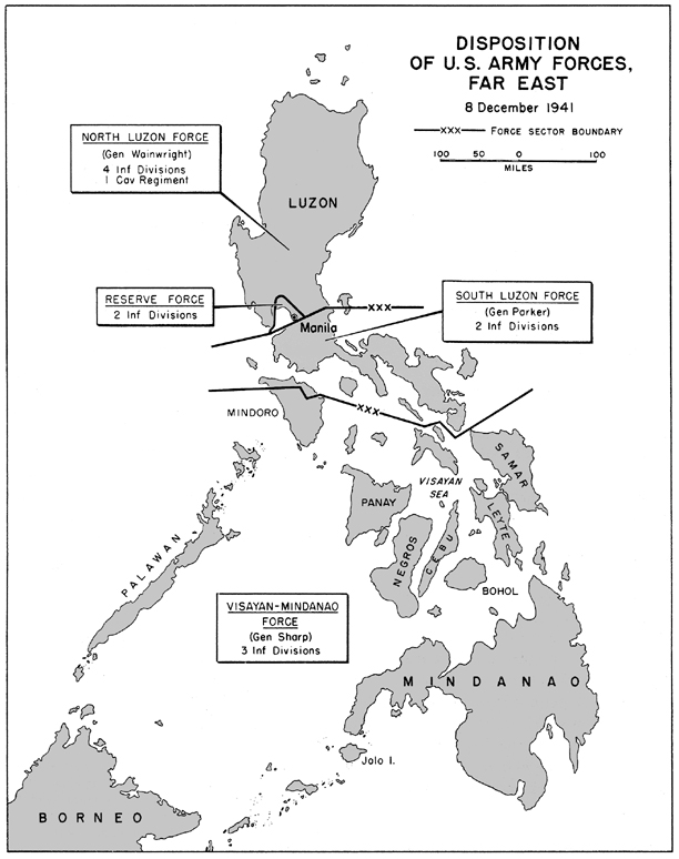 Map:  Disposition of U.S. Army Forces, Far East, 8 December 1941