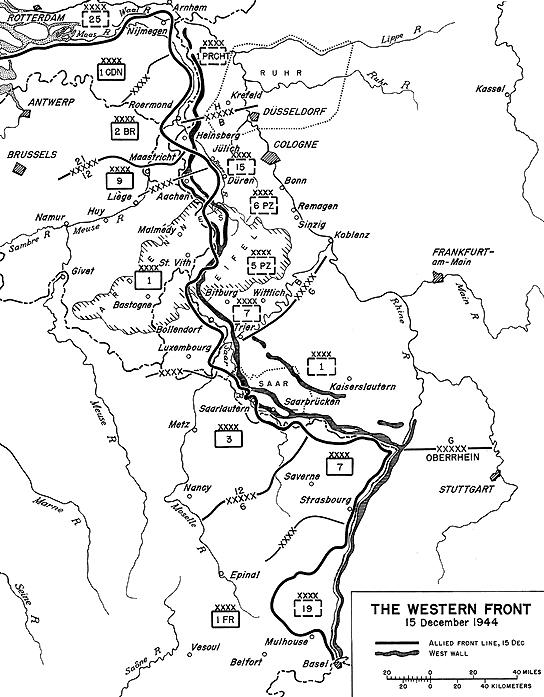 Map:  The Western Front, 15 December 1944