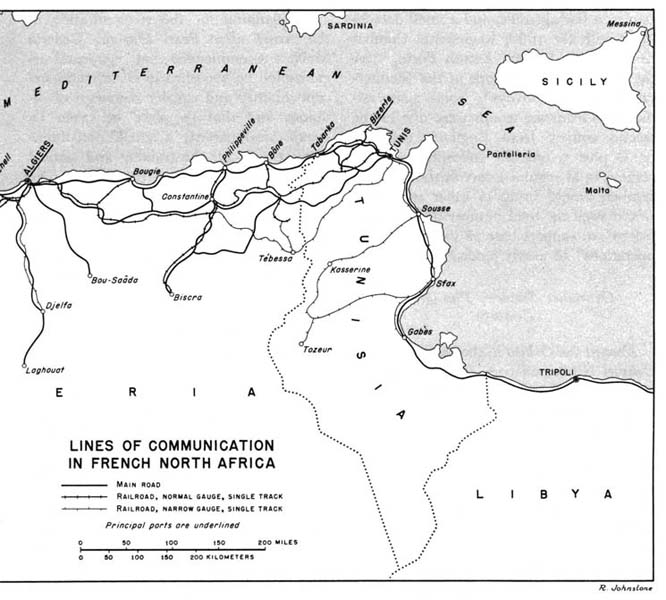 Map 4:  Lines of Communication in French North Africa