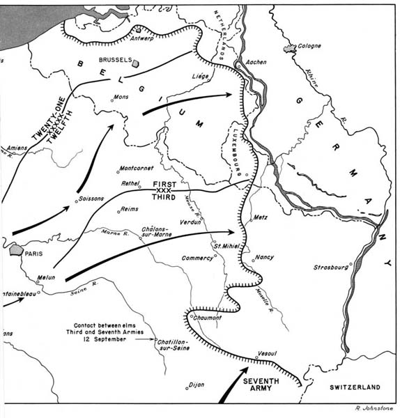 Map 7:  Tactical Progress, 25 June-12 September 1944