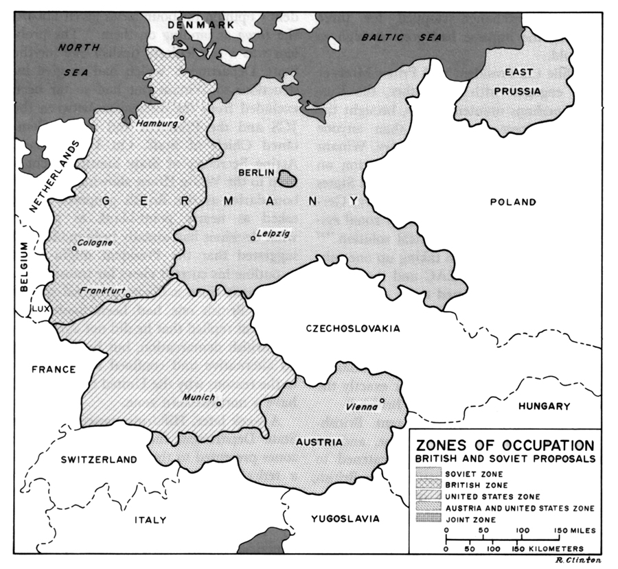 MAP 1 ZONES OF OCCUPATION BRITISH AND SOVIET PROPOSALS