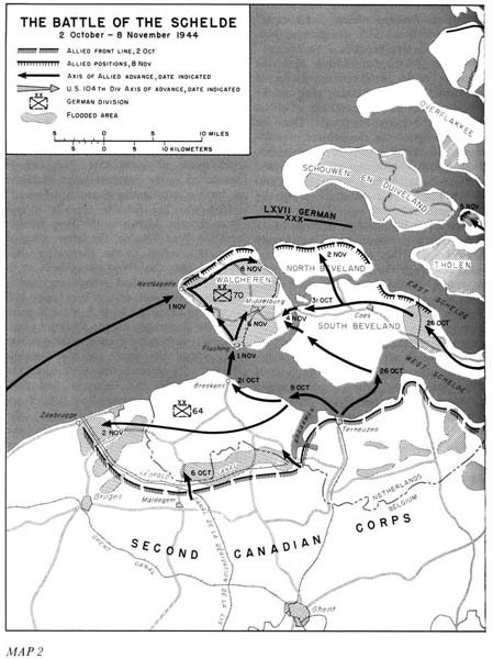 Photo: Map 2; The Battle of the Schelde 2 October-8 November 1944.